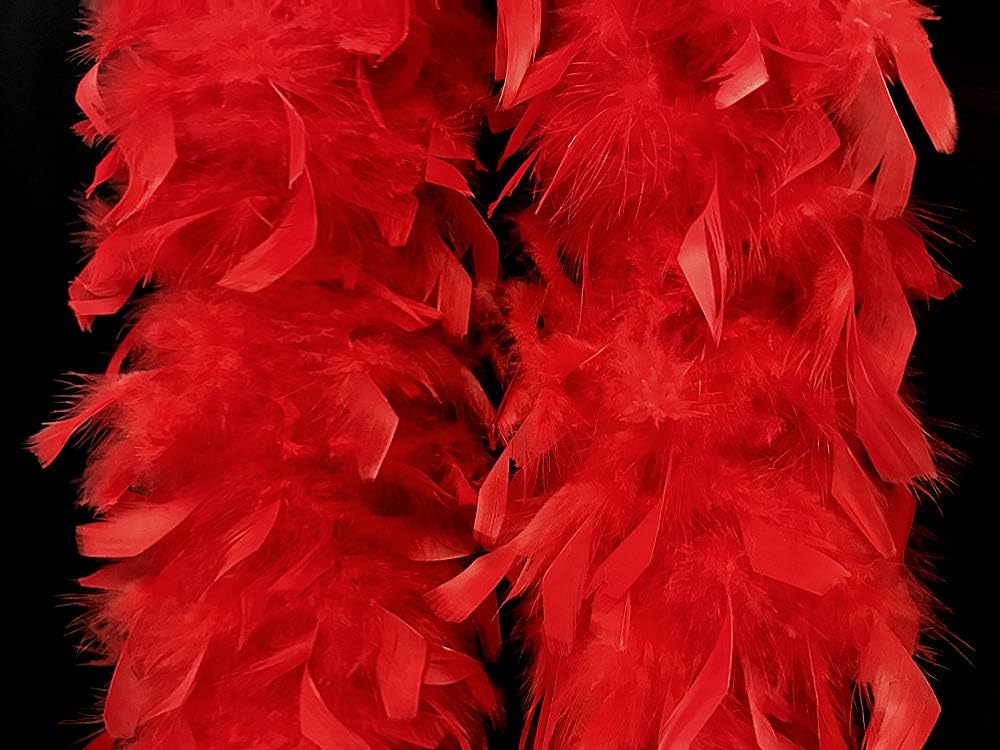 2 Yards - Red Heavy Weight Chandelle Feather Boa | 80 Gram