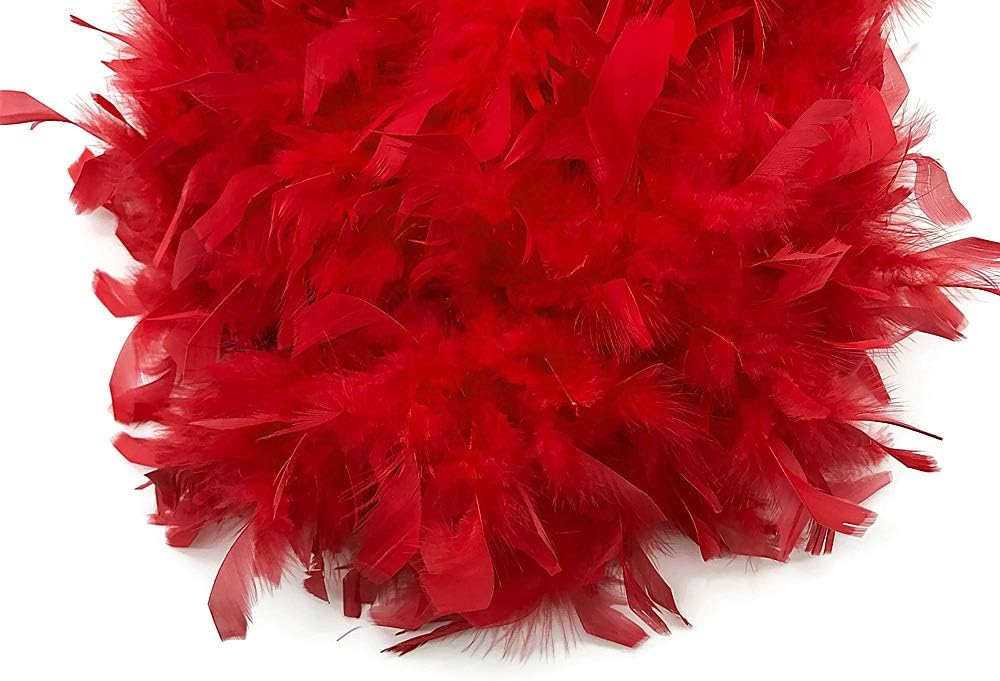 2 Yards - Red Heavy Weight Chandelle Feather Boa | 80 Gram