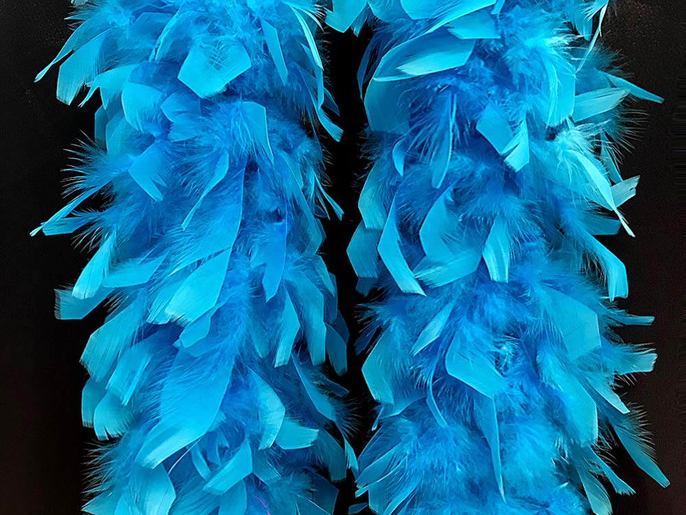2 Yards - Turquoise Blue Heavy Weight Chandelle Feather Boa | 80 Gram