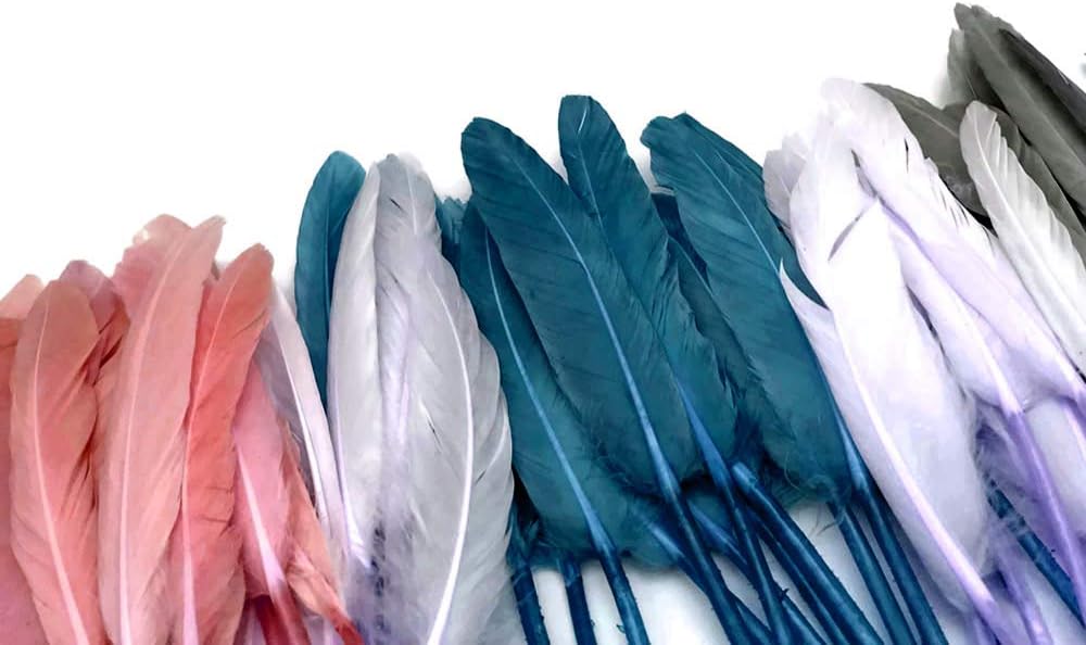 1/4 Lb. - Peacock Green Dyed Duck Cochettes Loose Wing Quill Wholesale Feather (Bulk)