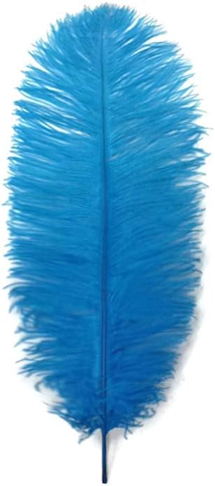 10 Pieces - 14-17" Turquoise Blue Ostrich Dyed Drab Body Feathers