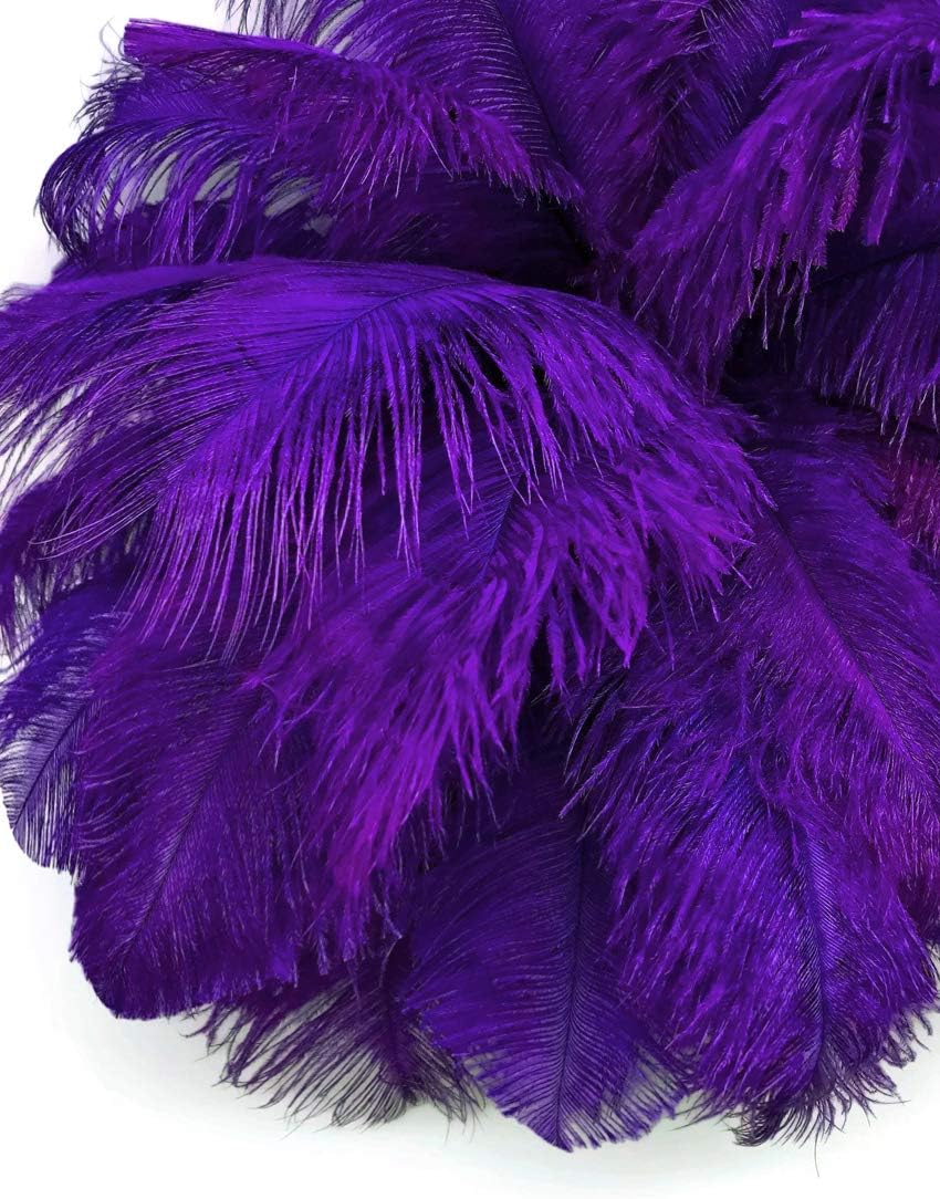 10 Pieces - 11-13" Purple Bleached & Dyed Ostrich Drabs Body Feathers