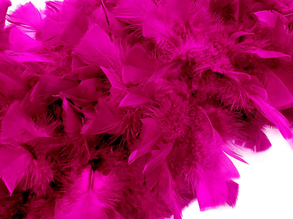 2 Yards - Hot Pink Heavy Weight Turkey Flat Feather Boa, 150 Gram