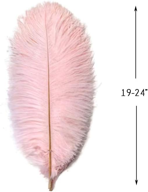 10 Pieces - 19-24" Light Pink Ostrich Dyed Drabs Body Feathers