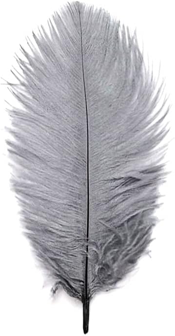 10 Pieces - 14-17" Silver Gray Ostrich Dyed Drab Body Feathers
