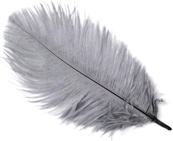 10 Pieces - 14-17" Silver Gray Ostrich Dyed Drab Body Feathers
