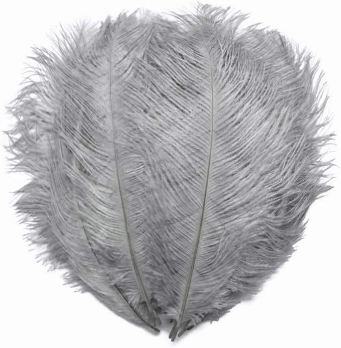 10 Pieces - 14-17" Silver Gray Ostrich Dyed Drab Body Feathers