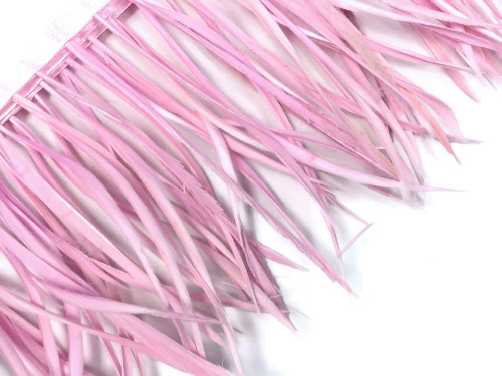 1 Yard - Light Pink Goose Biots Stripped Wing Wholesale Feather Trim