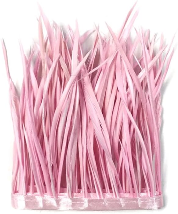 1 Yard - Light Pink Goose Biots Stripped Wing Wholesale Feather Trim