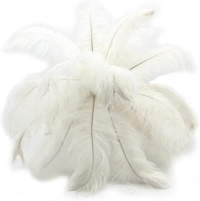 10 Pieces - 8-10" Bleached Off White Ostrich Dyed Drabs Feathers