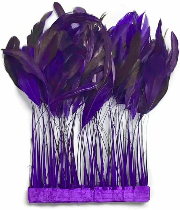 1 Dozen - Eggplant Stripped Rooster Coque Tail Feathers