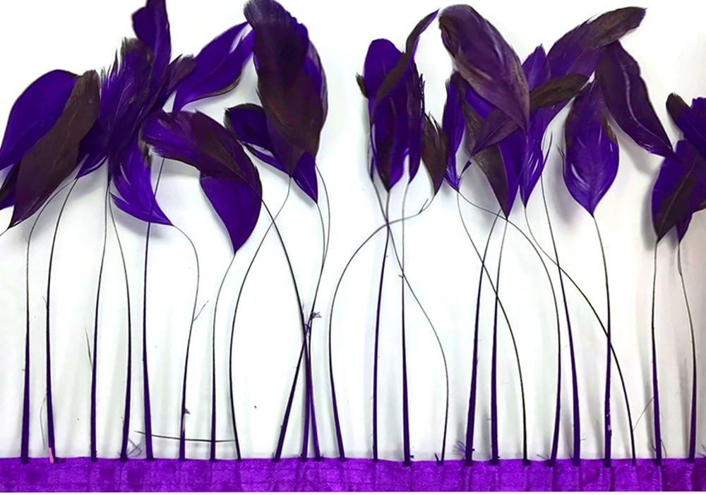 1 Dozen - Eggplant Stripped Rooster Coque Tail Feathers
