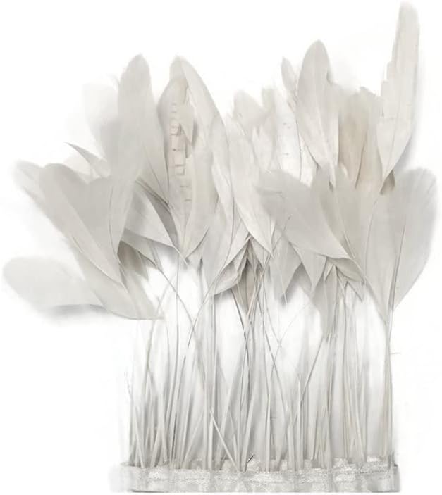 1 Dozen - White Stripped Rooster Coque Tail Feathers