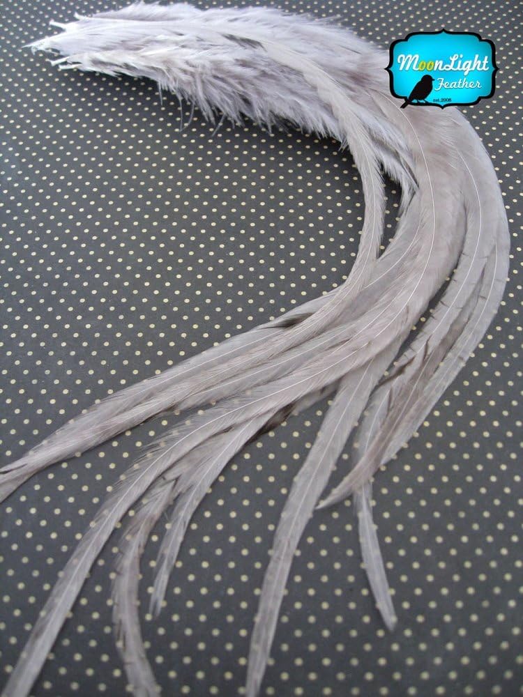 1 Dozen - Short Solid Gray Whiting Farm Rooster Saddle Hair Extension Feathers