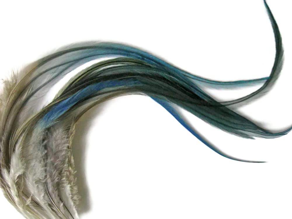 4 Pieces - XL Twilight Blendz Ombre Thin Whiting Farm Rooster Hair Extension Feathers 11" and Up