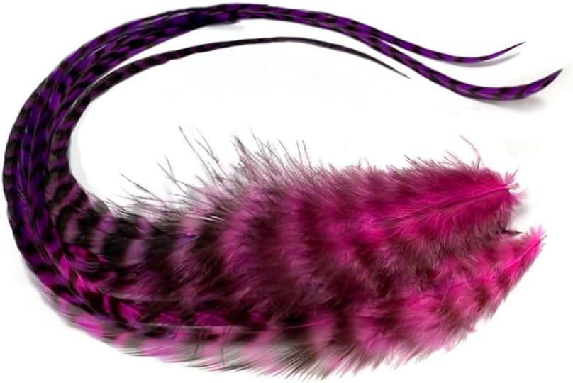 4 Pieces - XL Pinkle Blendz Ombre Thick Long Whiting Farm Rooster Hair Extension Feathers