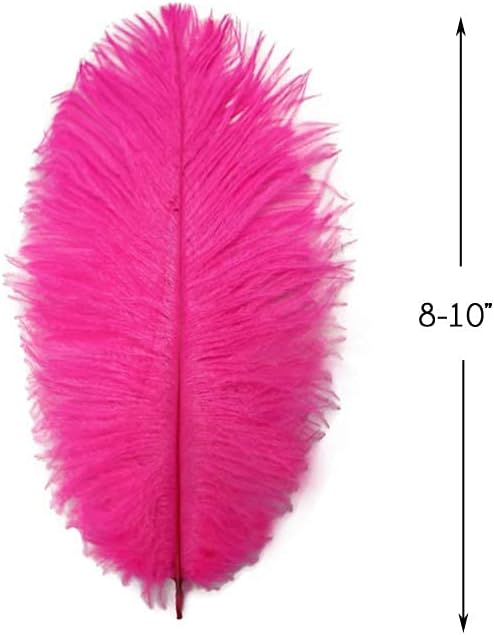 10 Pieces - 8-10" Hot Pink Ostrich Dyed Drabs Feathers