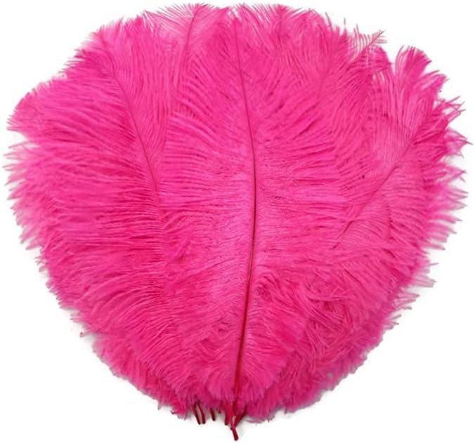 10 Pieces - 19-24" Hot Pink Ostrich Dyed Drabs Body Feathers
