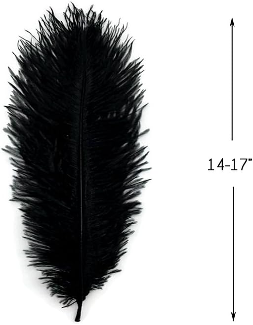 10 Pieces - 14-17"  Black Ostrich Dyed Drab Body Feathers
