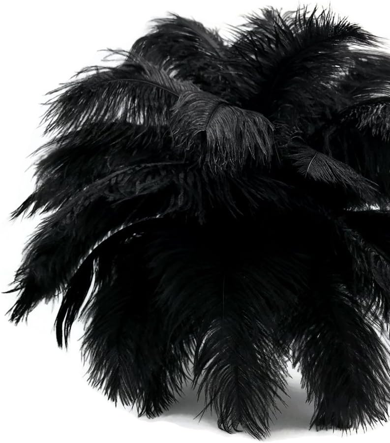 10 Pieces - 14-17"  Black Ostrich Dyed Drab Body Feathers
