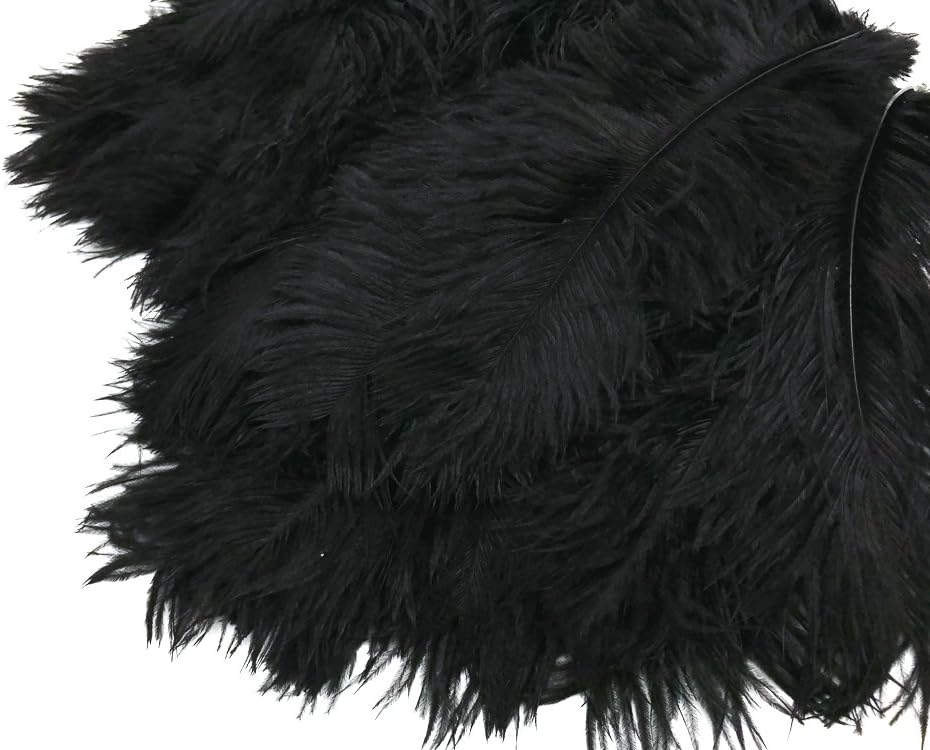 10 Pieces - 14-17"  Black Ostrich Dyed Drab Body Feathers