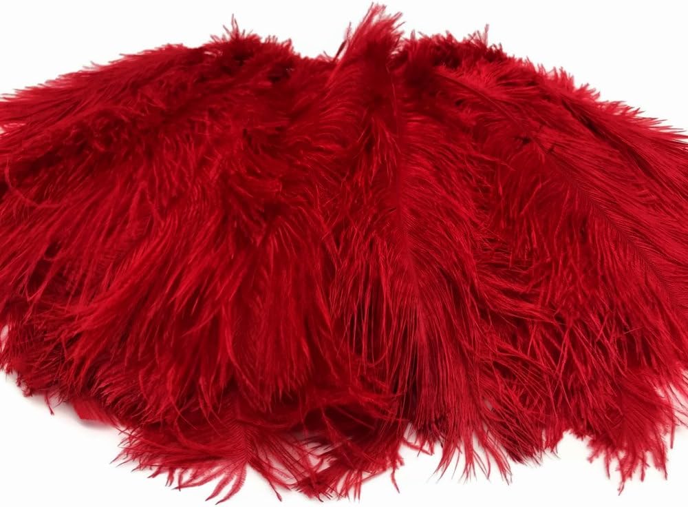 10 Pieces - 6-8" Red Ostrich Dyed Drabs Body Feathers