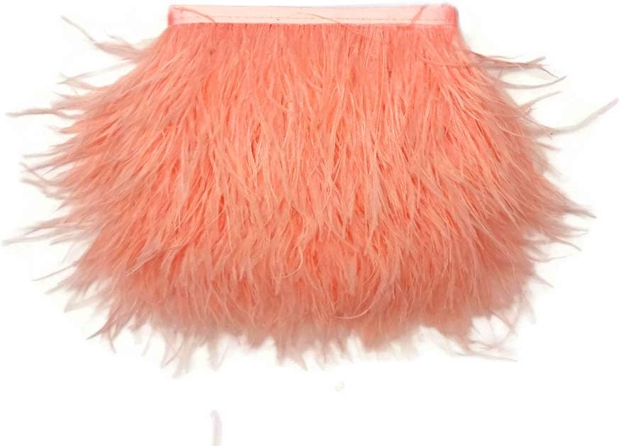 1 Yard - Peach Pink Ostrich Fringe Trim Wholesale Feather (Bulk)