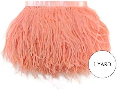 1 Yard - Peach Pink Ostrich Fringe Trim Wholesale Feather (Bulk)