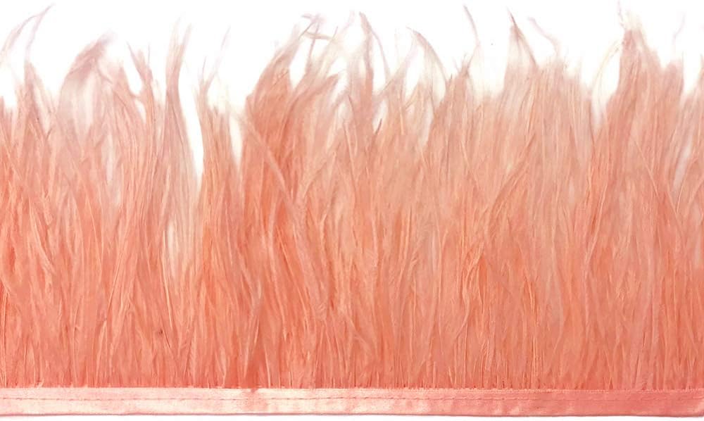 1 Yard - Peach Pink Ostrich Fringe Trim Wholesale Feather (Bulk)