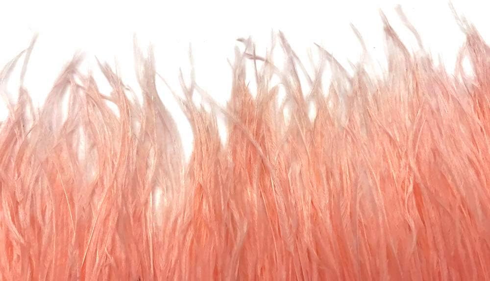 1 Yard - Peach Pink Ostrich Fringe Trim Wholesale Feather (Bulk)