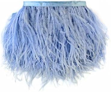 6 Inch Strip - Light Blue Ostrich Fringe Trim Feather
