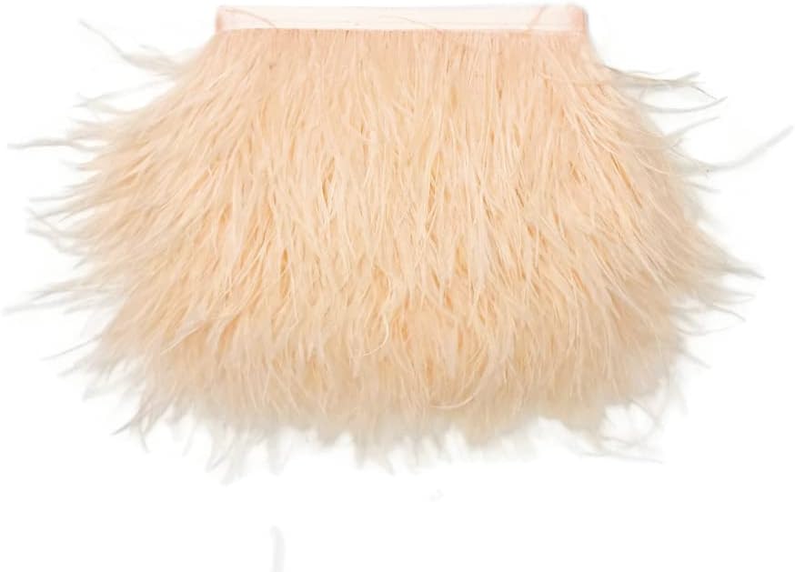 1 Yard - Champagne Ostrich Fringe Trim Wholesale Feather (Bulk)