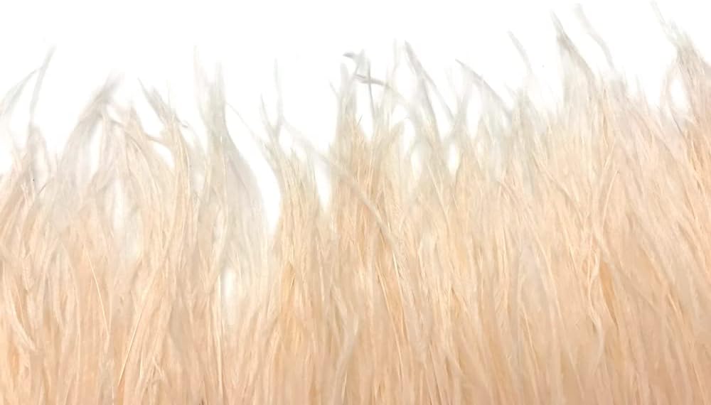1 Yard - Champagne Ostrich Fringe Trim Wholesale Feather (Bulk)
