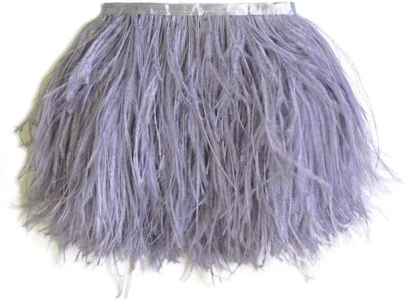10 Yards - Grey Ostrich Fringe Trim Wholesale Feather (Bulk)