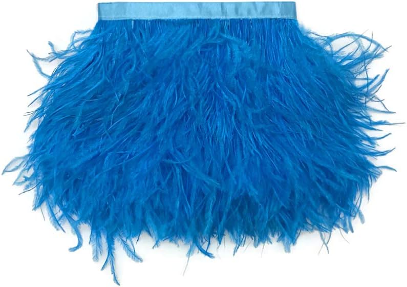1 Yard - Turquoise Blue Ostrich Fringe Trim Wholesale Feather (Bulk)