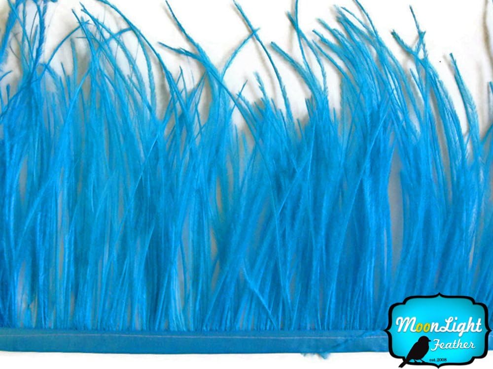1 Yard - Turquoise Blue Ostrich Fringe Trim Wholesale Feather (Bulk)