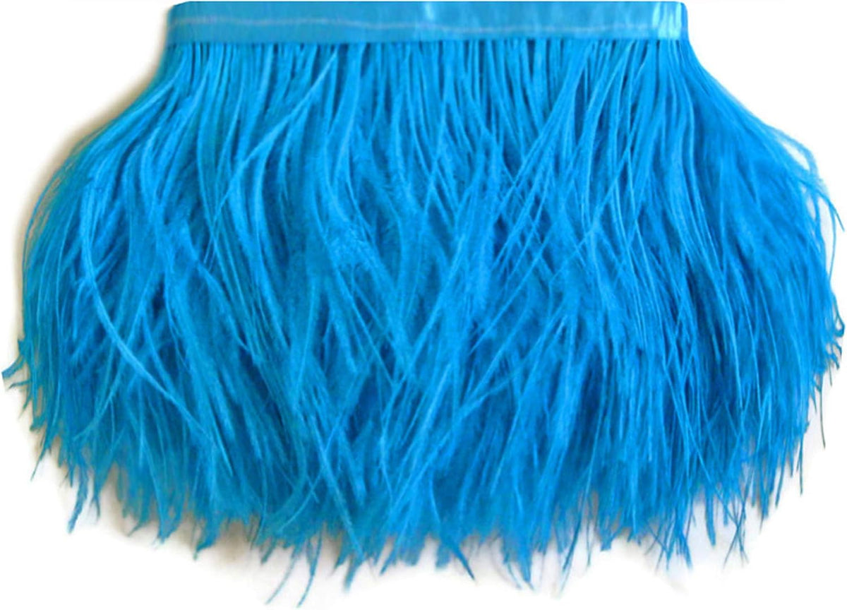 1 Yard - Turquoise Blue Ostrich Fringe Trim Wholesale Feather (Bulk)
