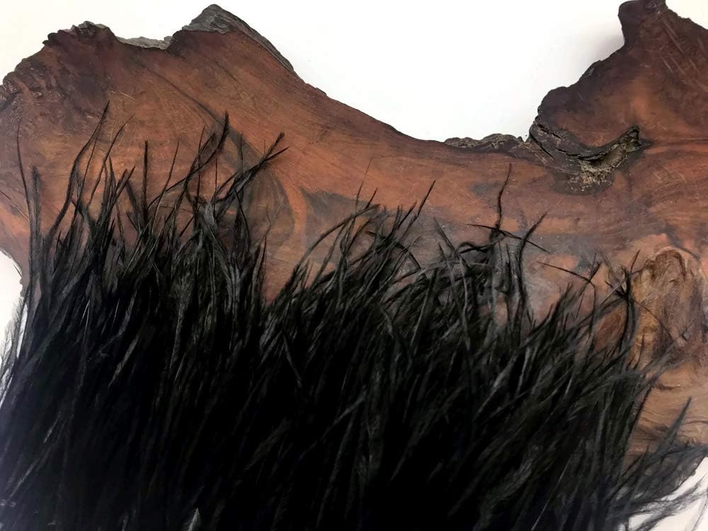 10 Yards - Black Ostrich Fringe Trim Wholesale Feather (Bulk)