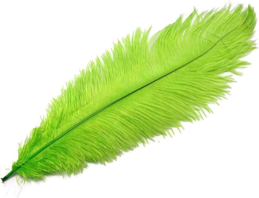10 Pieces - 11-13" Lime Green Bleached & Dyed Ostrich Drabs Body Feathers