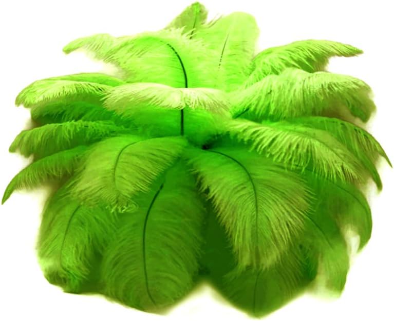 10 Pieces - 11-13" Lime Green Bleached & Dyed Ostrich Drabs Body Feathers