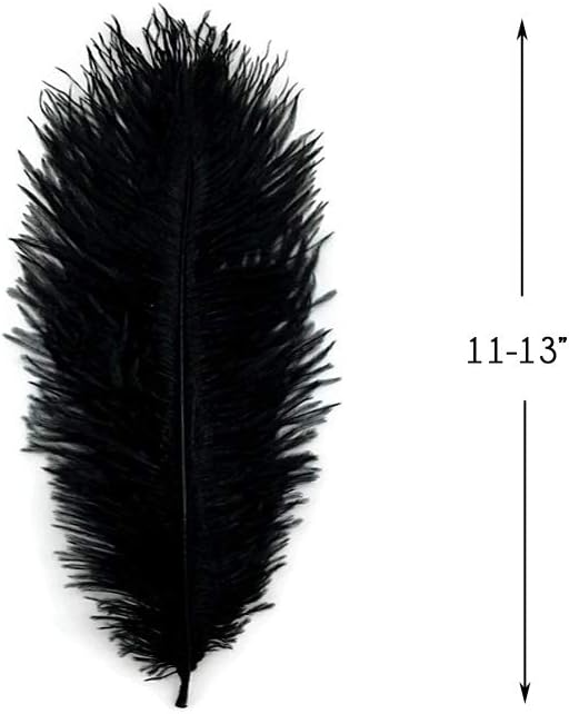 100 Pieces - 11-13" Black Ostrich Drabs Wholesale Body Feathers (Bulk)