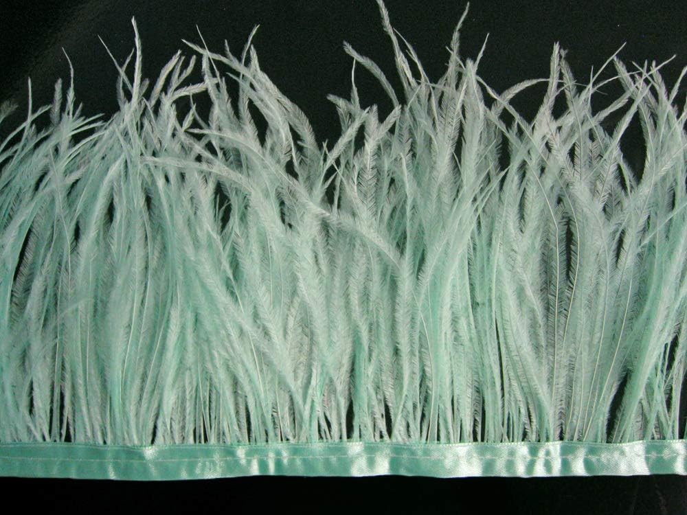 1 Yard - Mint Green Ostrich Fringe Trim Wholesale Feather (Bulk)