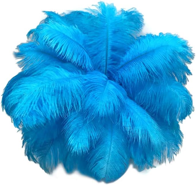 100 Pieces - 8-10" Turquoise Blue Ostrich Dyed Drab Body Wholesale Feathers (Bulk)