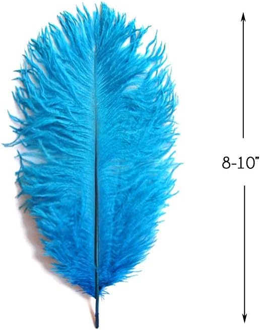 10 Pieces - 19-24" Turquoise Blue Ostrich Dyed Drabs Body Feathers