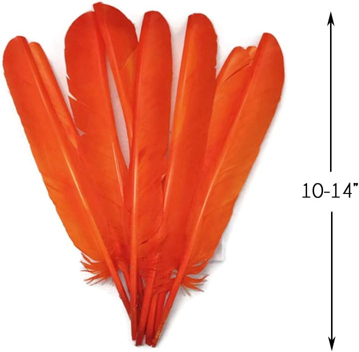 6 Pieces - Orange Turkey Pointers Primary Wing Quill Large Feathers