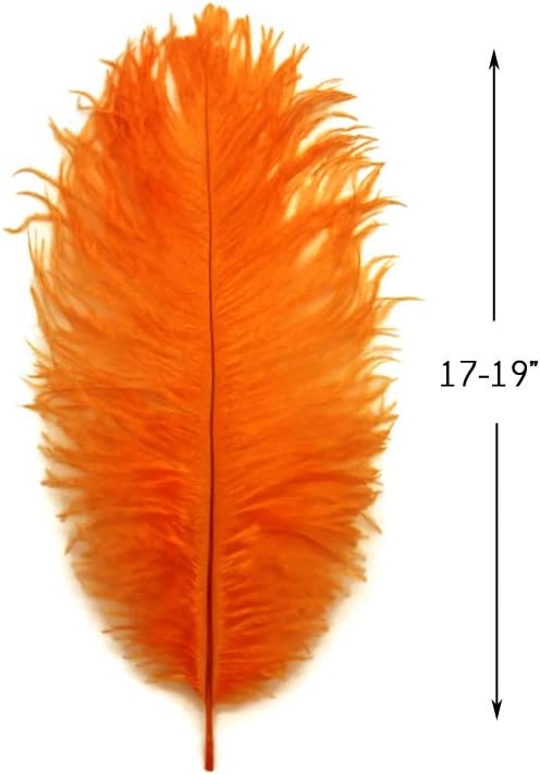 1/2 Lb - 17-19" Orange Large Ostrich Drab Feathers Wholesale (Bulk)