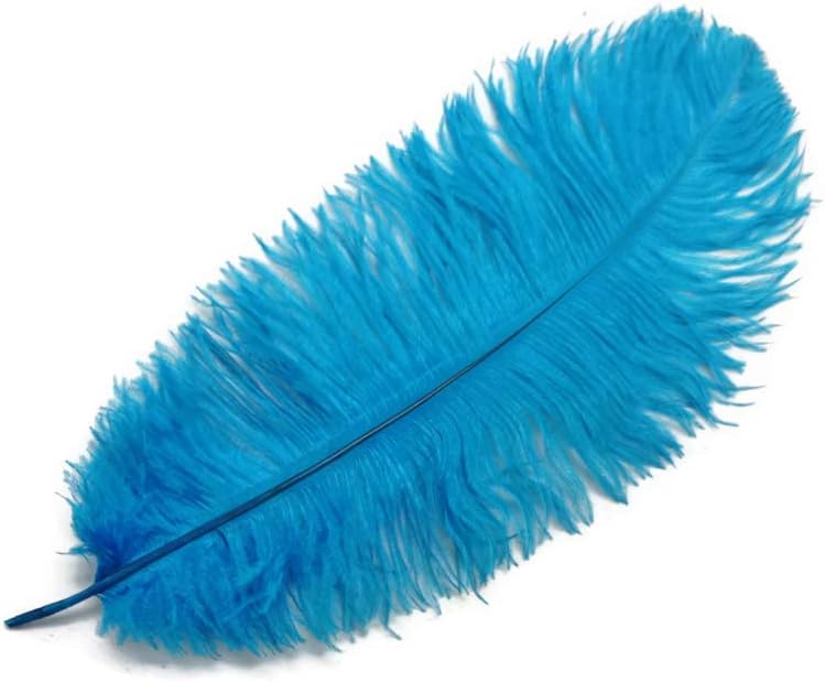 10 Pieces - 11-13" Turquoise Blue Bleached & Dyed Ostrich Drabs Body Feathers