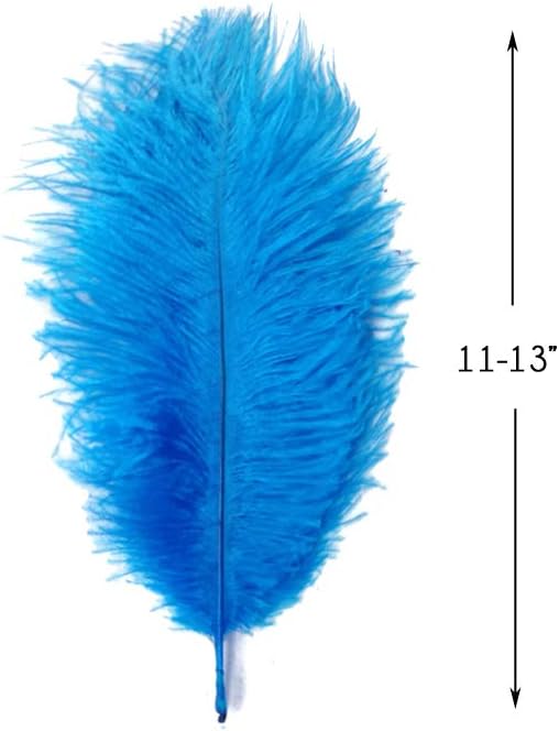 10 Pieces - 11-13" Turquoise Blue Bleached & Dyed Ostrich Drabs Body Feathers