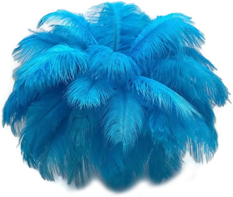 10 Pieces - 11-13" Turquoise Blue Bleached & Dyed Ostrich Drabs Body Feathers