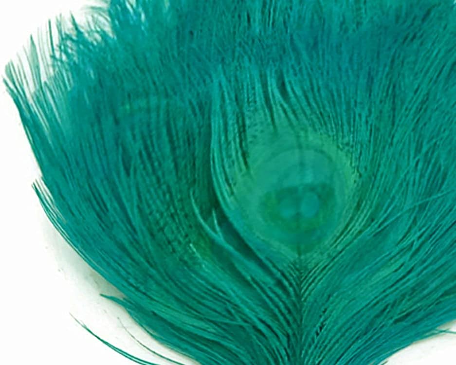 5 Pieces – Peacock Green Bleached & Dyed Peacock Tail Eye Feathers 10-12” Long